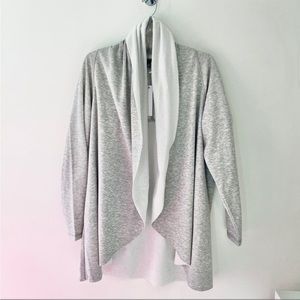 DREW Size Small S Open Front Waterfall Gray Cozy Fleece Cardigan Sweater